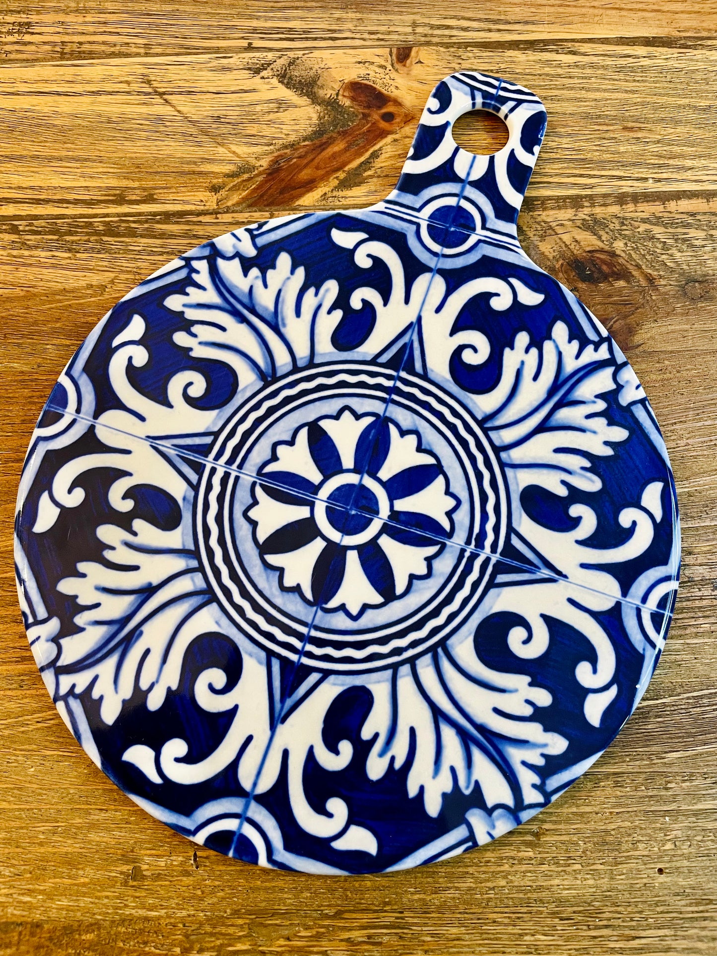 Tábua de cerâmica redonda azulejo português