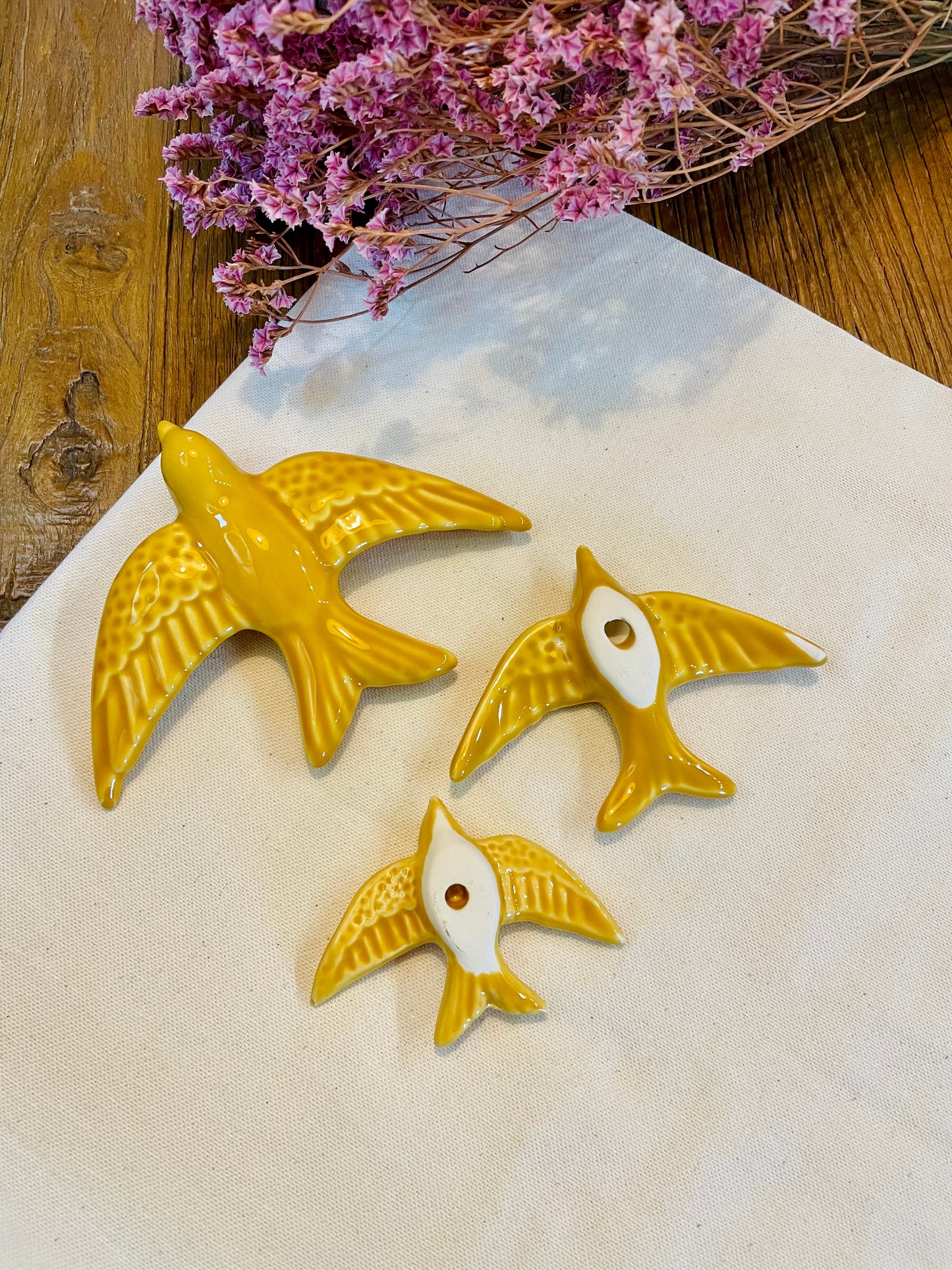 Set of 3 swallows (mustard yellow)