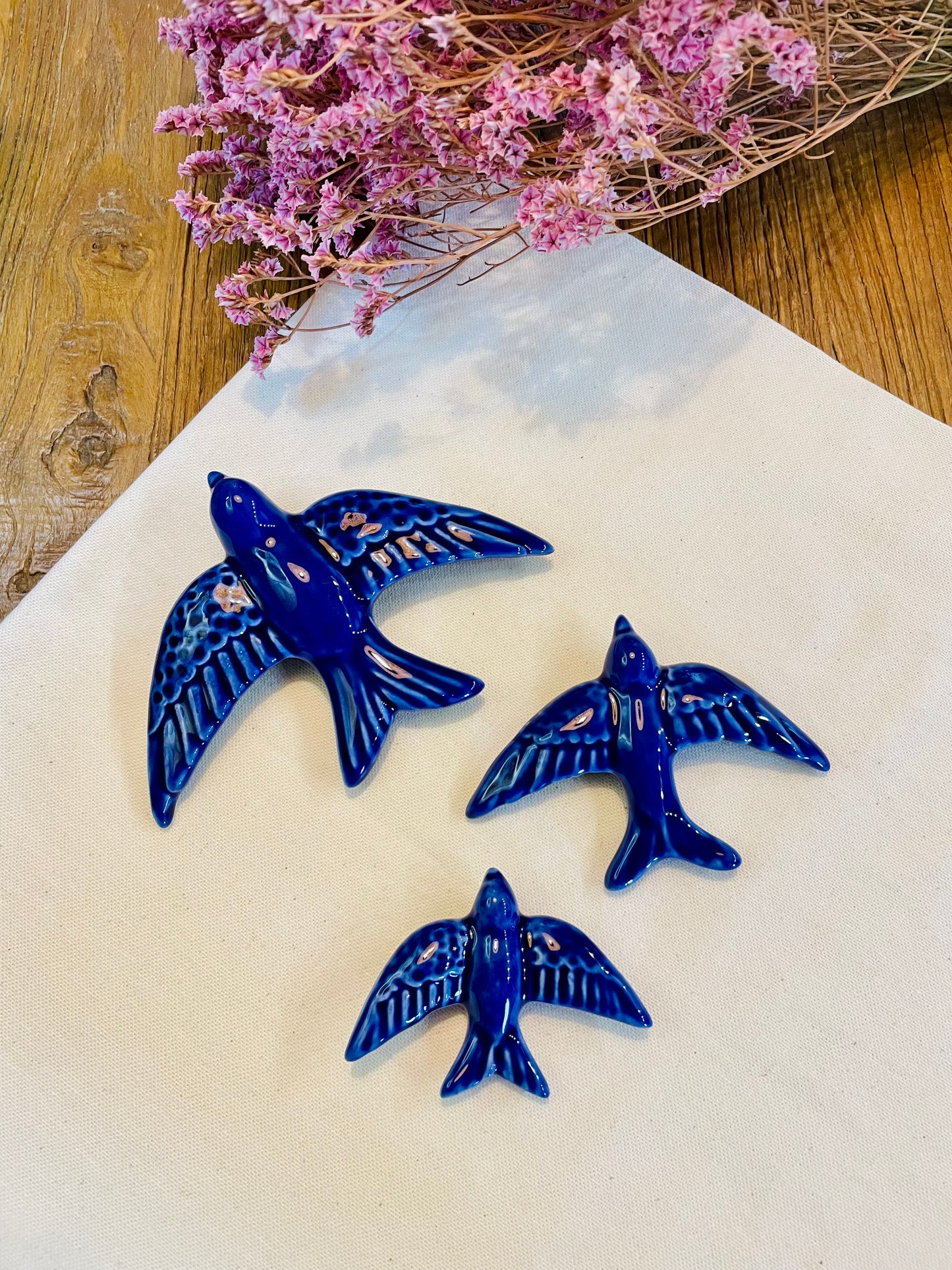 Set of 3 swallows (dark blue)