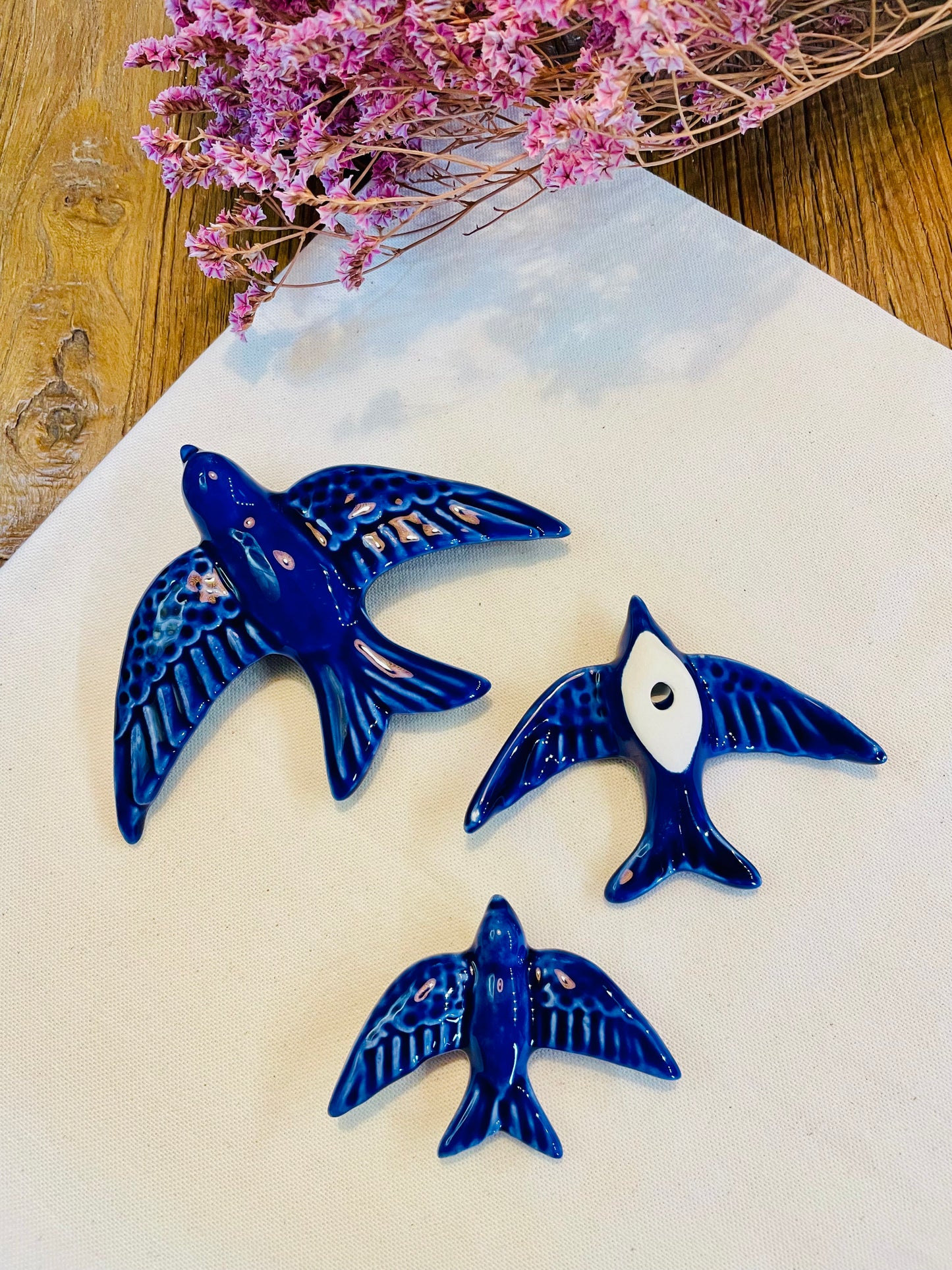 Set of 3 swallows (dark blue)