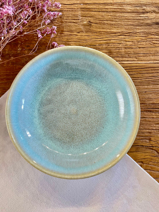 Prato fundo/bowl em grés com tons verde e azul