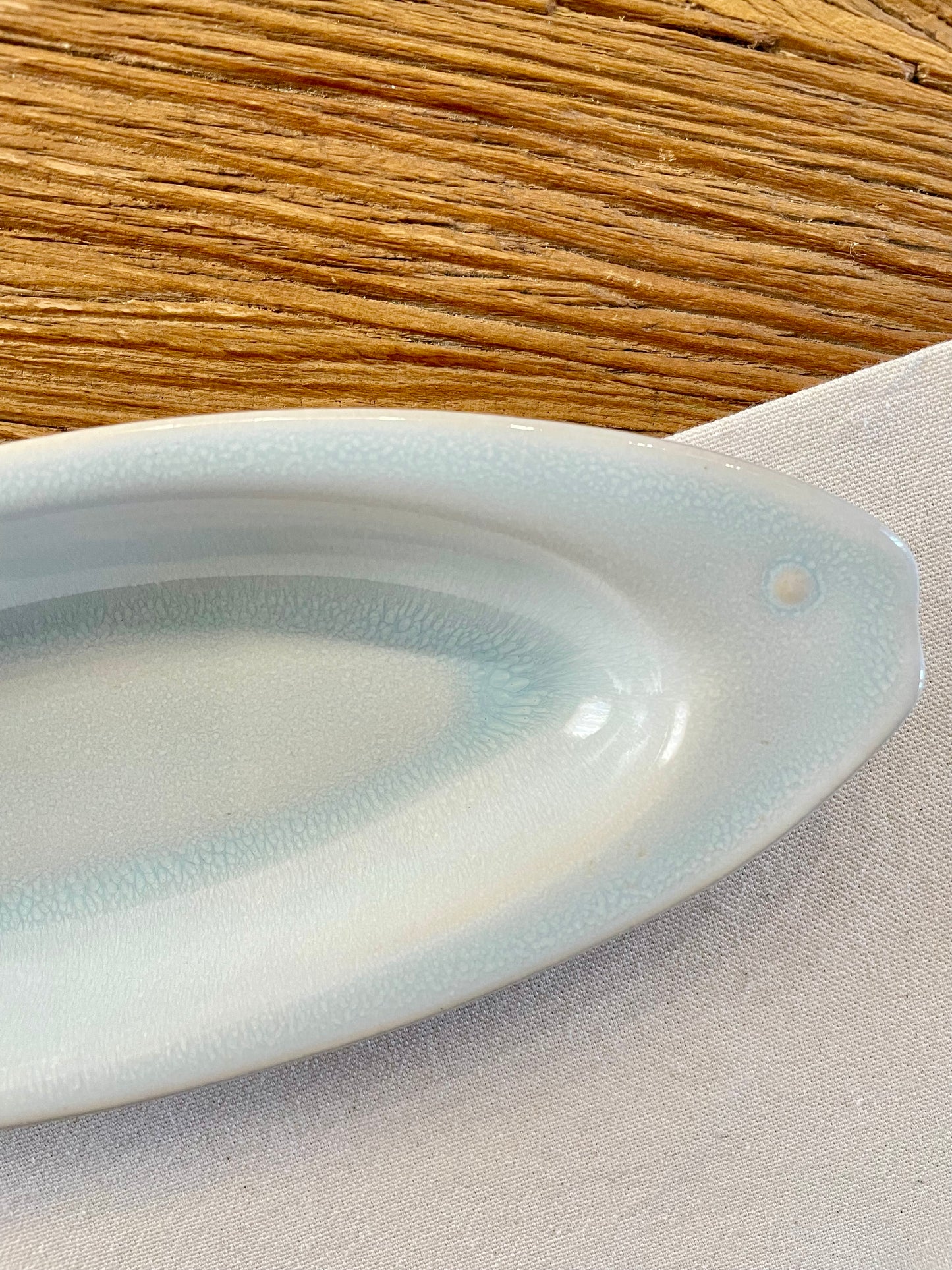 Concave fish in light blue tones
