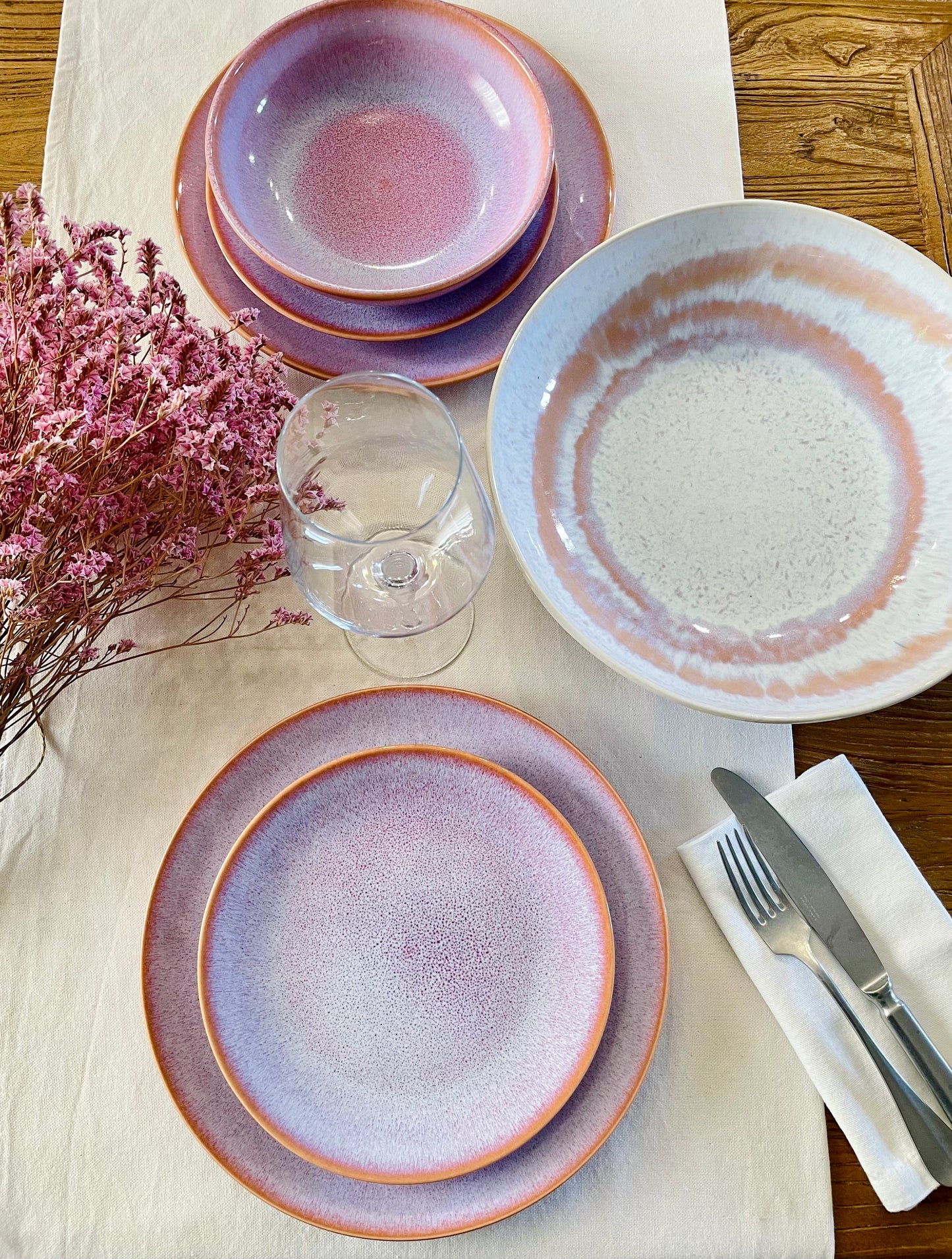 Pink gradient dessert or salad plate