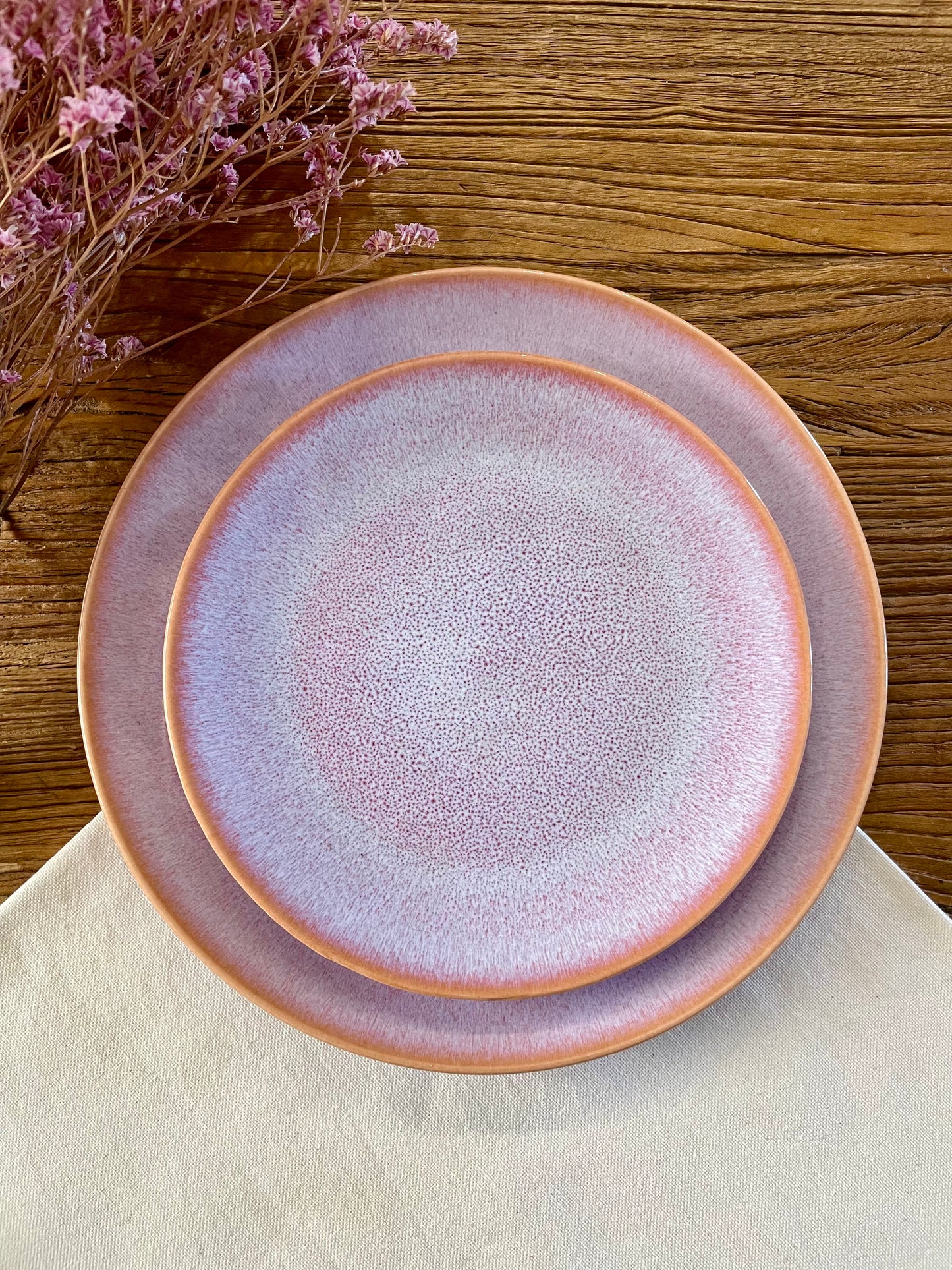 Pink gradient dessert or salad plate