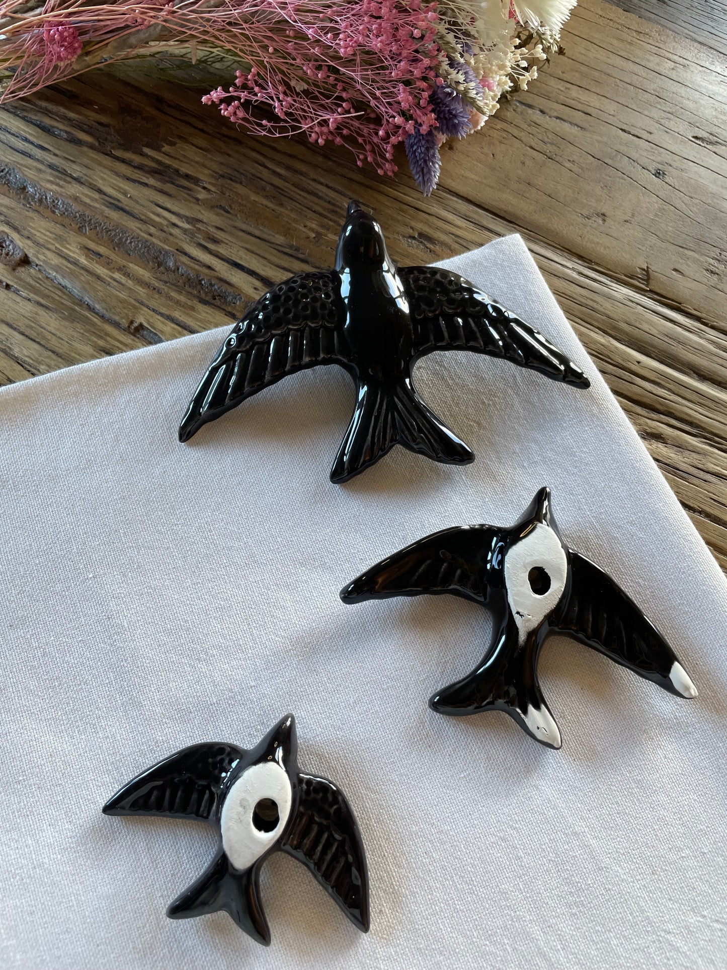 Set of 3 swallows (black)