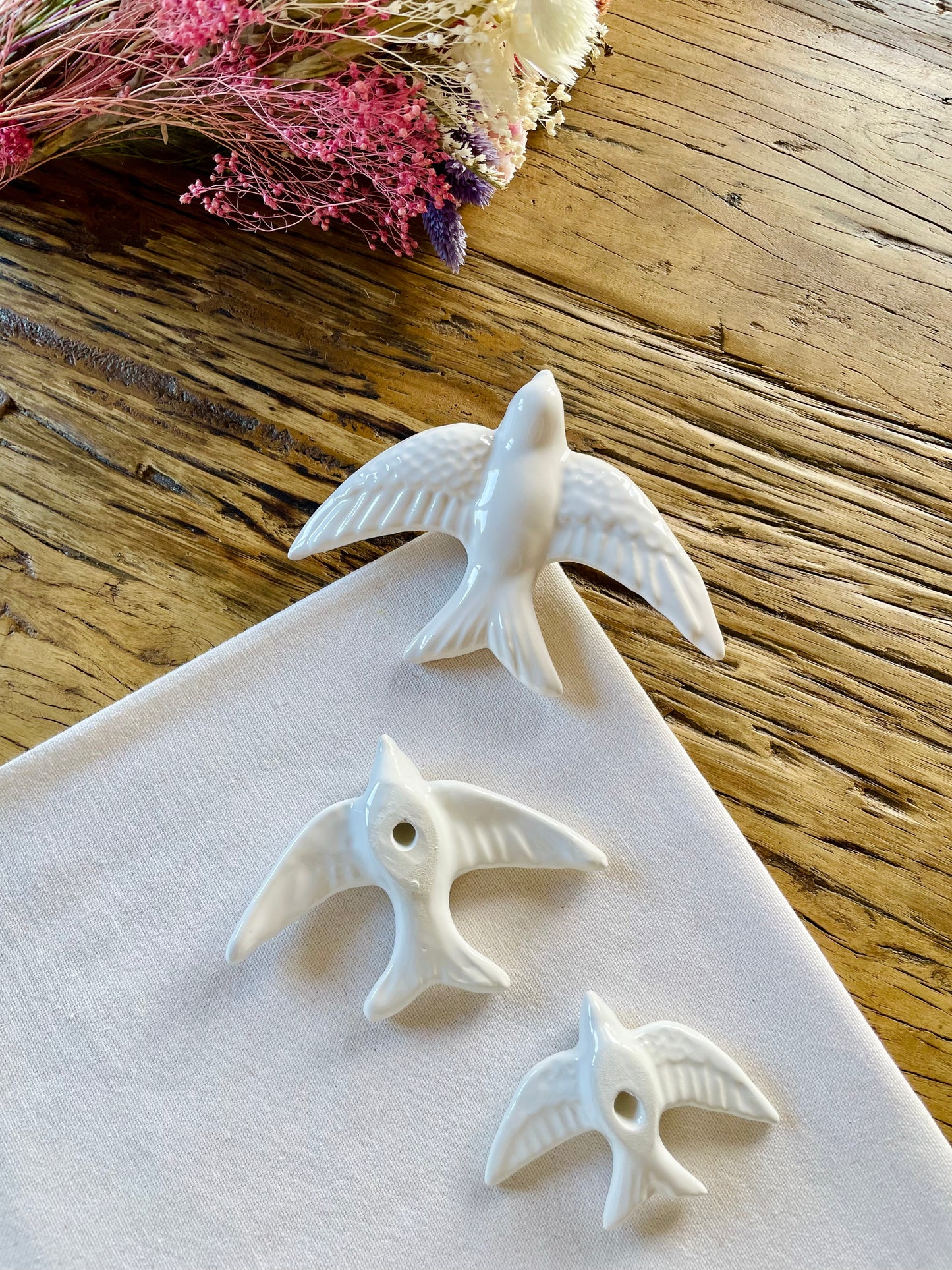 Set of 3 swallows (white)