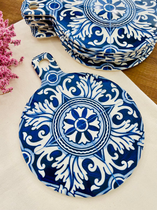 Tábua de cerâmica redonda azulejo português