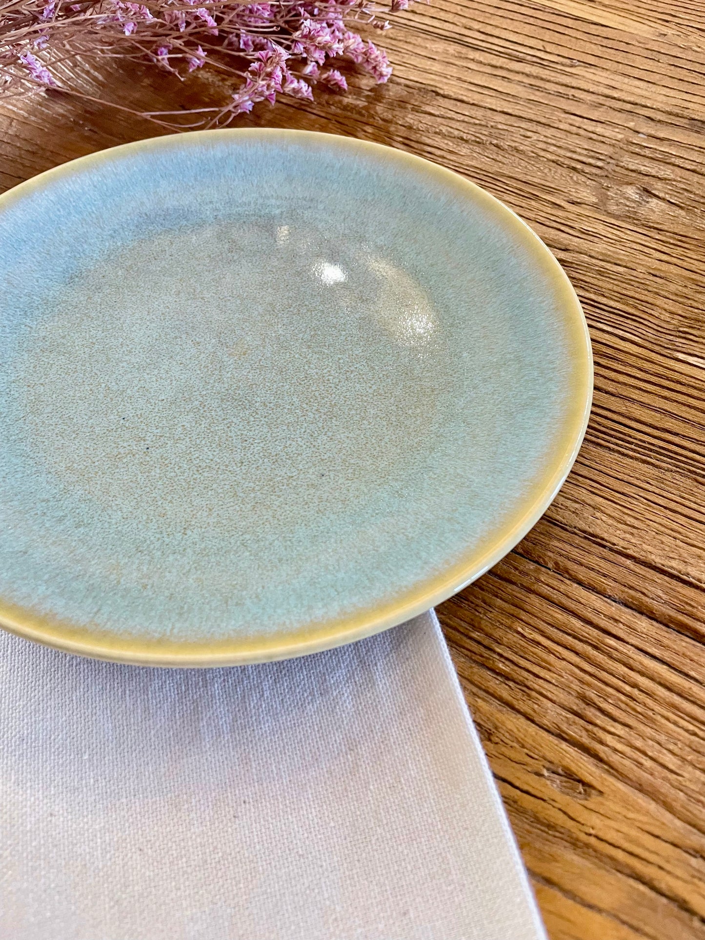 Dessert or salad plate with green and blue tones