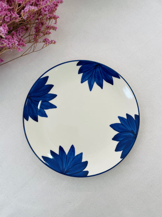 Dessert or salad plate with blue flower
