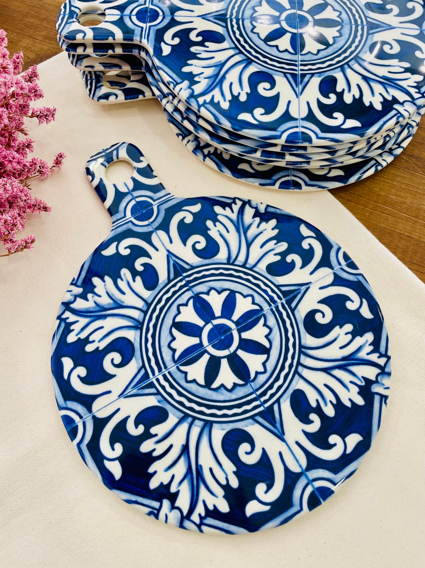 Tábua de cerâmica redonda azulejo português